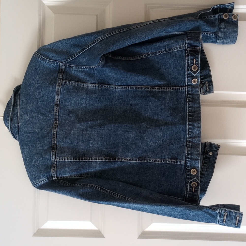 Liz Claiborne jean Jacket Cropped Fitted Pockets Layering Small - Picture 3 of 9